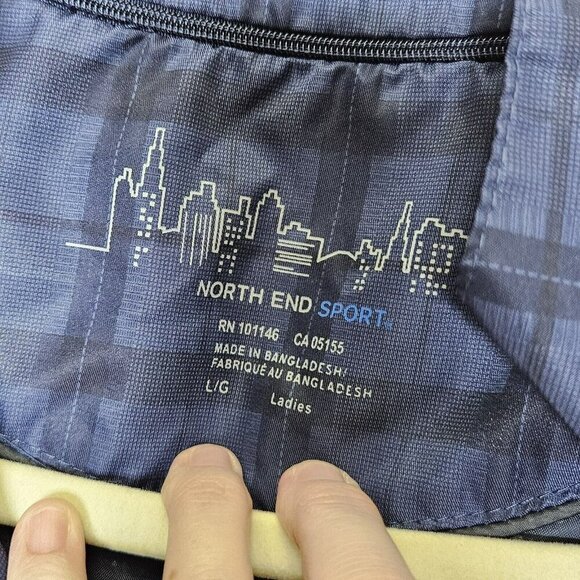 North End Sport Bud Light Womens Jacket Blue Plaid Full zip Lightweight Size L - Picture 4 of 16